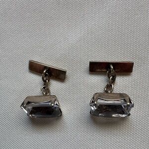 Vintage USSR Russian Sterling Silver 875 Rock Crystal Soviet Cufflinks
